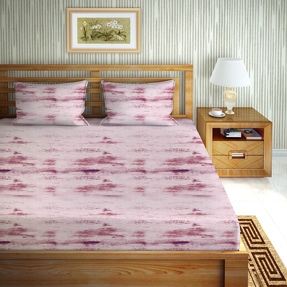 

Bella Casa Cotton Printed King Size Bedsheet 144 TC ( 1 Bedsheet With 2 Pillow Covers Pink )
