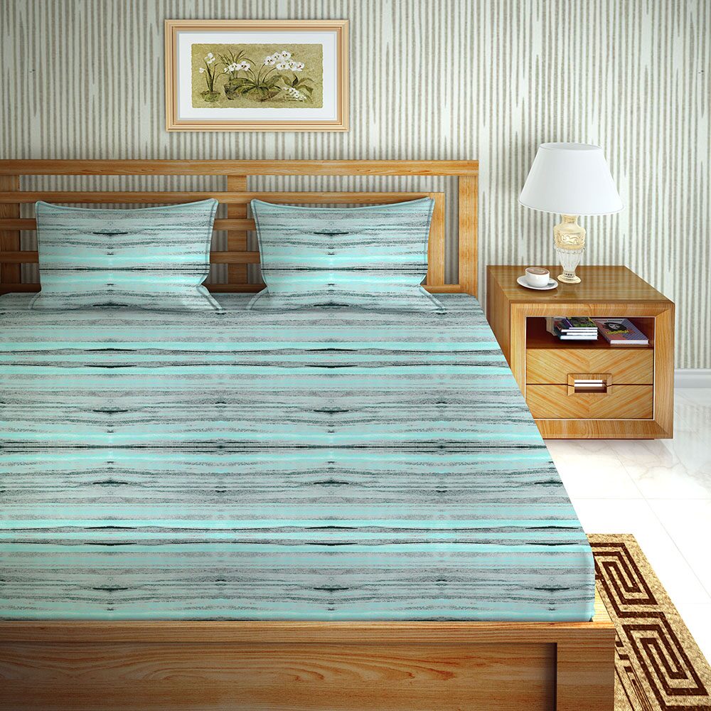 

Bella Casa Cotton Printed King Size Bedsheet 144 TC ( 1 Bedsheet With 2 Pillow Covers Green )