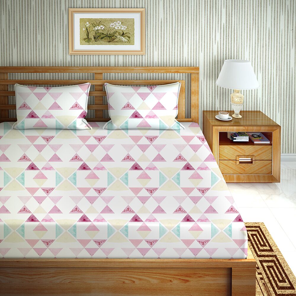

Bella Casa Cotton Printed King Size Bedsheet 144 TC ( 1 Bedsheet With 2 Pillow Covers Pink )