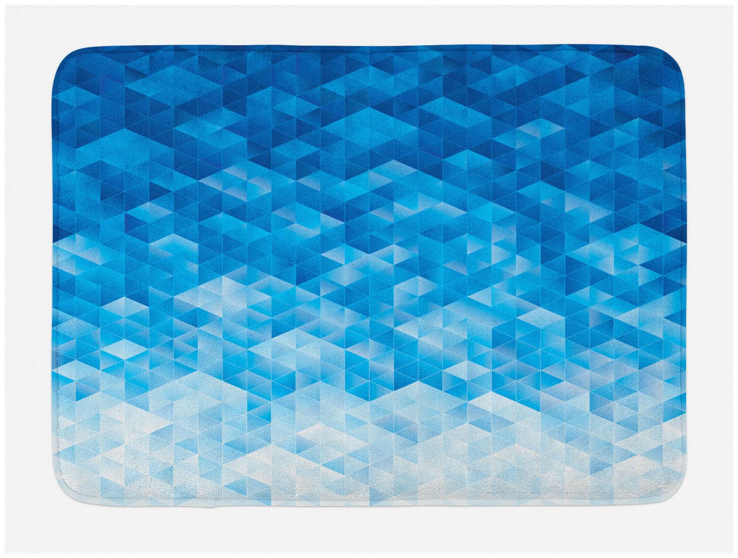 

Blue Bath Mat Mosaic Triangle Graphic Non-Slip Plush Mat 29 5 X 17 5 Inches