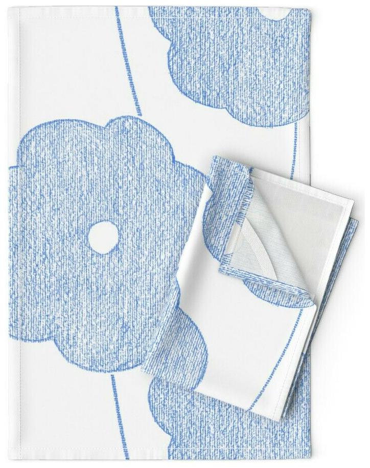 

Blue Floral Spring Nursery Modern Linen Cotton Tea Towels by Roostery Set of 2