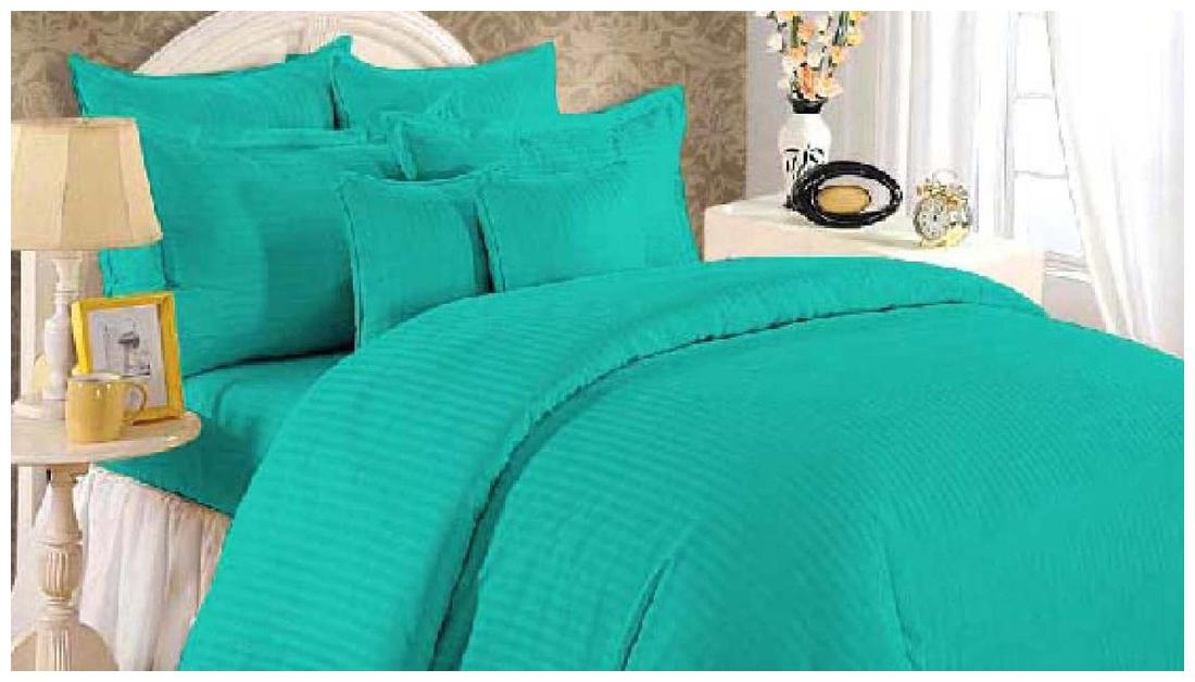 

Blush Cotton Striped Double Size Bedsheet ( 1 Bedsheet With 2 Pillow Covers Turquoise )