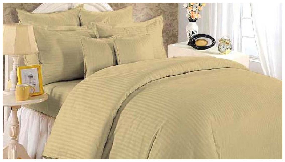 

Blush Cotton Striped Double Size Bedsheet ( 1 Bedsheet With 2 Pillow Covers Cream )