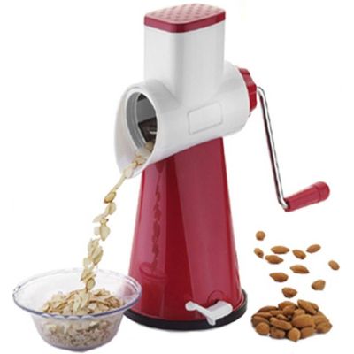 

Bluzon 4 in 1 Jumbo Drum Maroon Grater For Vegetable and Fruits With 4 Different Attractive Drums