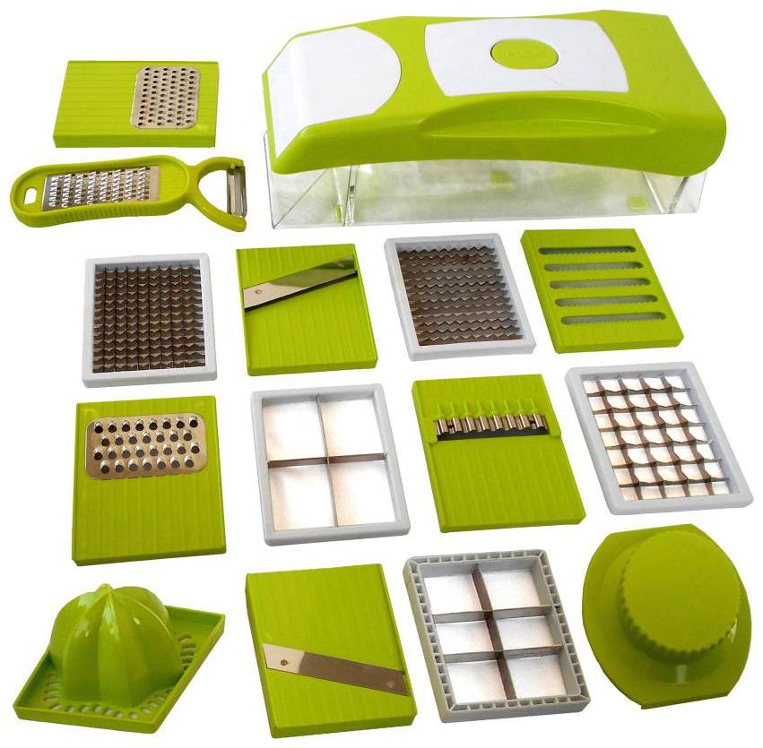 

Bluzon Premium High Quality Easy To Use 15 in 1 Fruit Vegetable Cutter - Chopper Dicer Grater Slicer - All In One(Green)