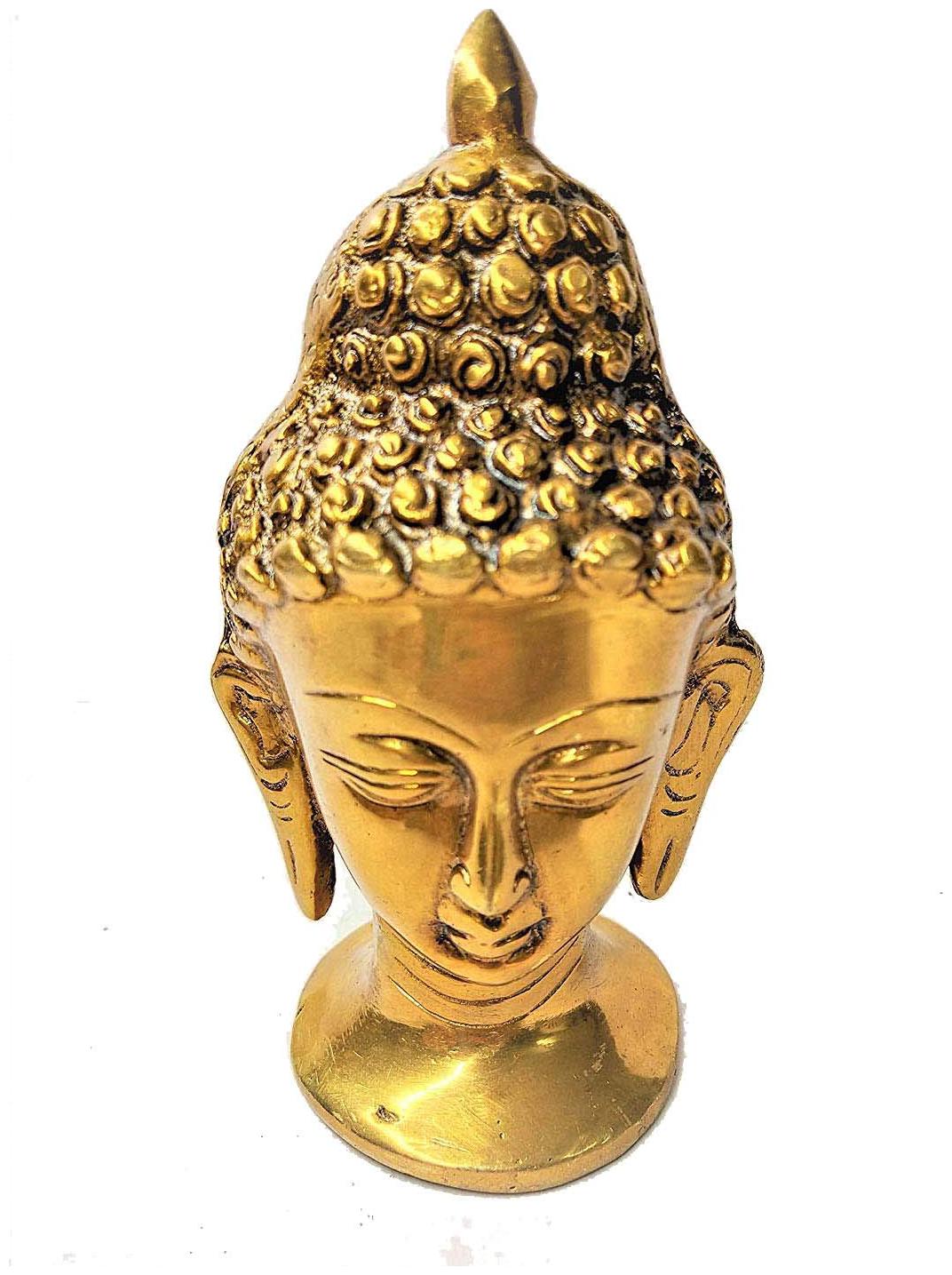

BM Metal Works Handcrafted Lord Buddha Face Brass Idol for Home Decor Showpeice
