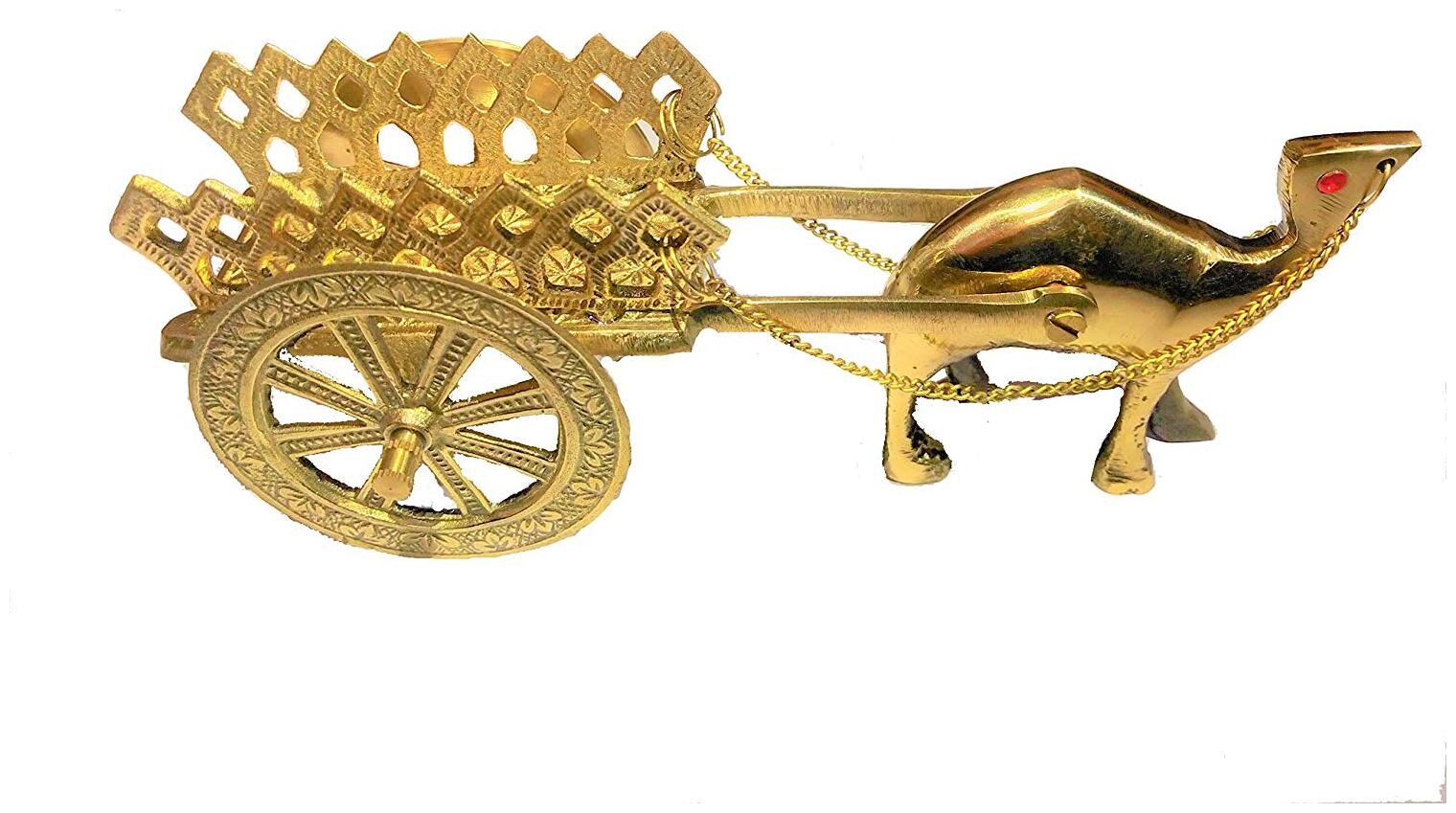 

BM Metal Works Brass Camel Cart Showpeice