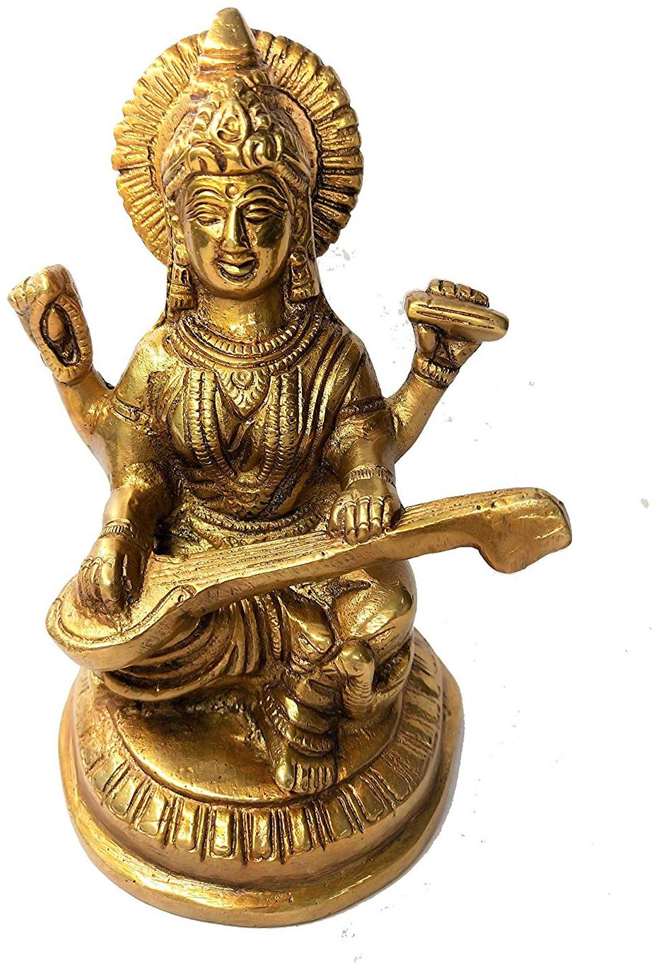 

BM MetalWorks Brass Goddess Saraswati Statue (7 cm)