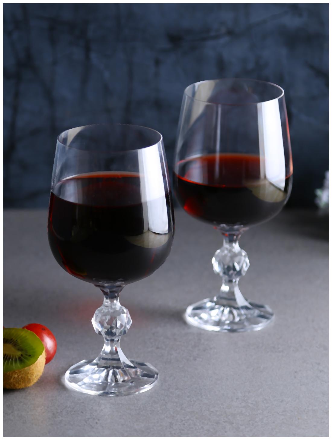 Bohemia Crystal Claudia Red Wine Goblets Glasses 340ml Set of 6 Stemware NEW