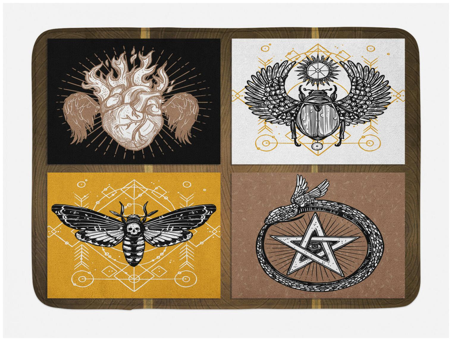 

Bohemian Bath Mat Authentic Occult Art Non-Slip Plush Mat 29 5 X 17 5 Inches