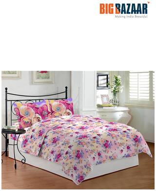 Bombay Dyeing Coral Vine Printed Cotton Double Bed sheet Set (DSN-04) (Pink)