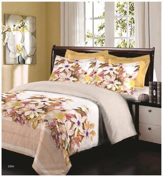 Bombay Dyeing double bedsheet with 2 pillow covers- 525B-Brown