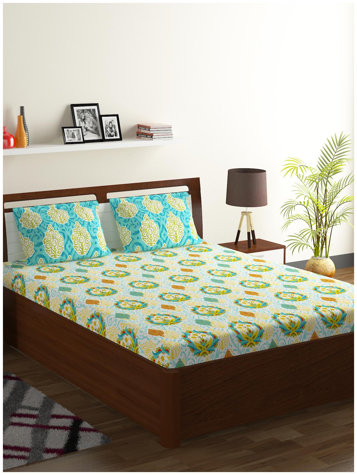 

Bombay Dyeing Cotton Abstract Double Size Bedsheet 104 TC ( 1 Bedsheet With 2 Pillow Covers Multi )