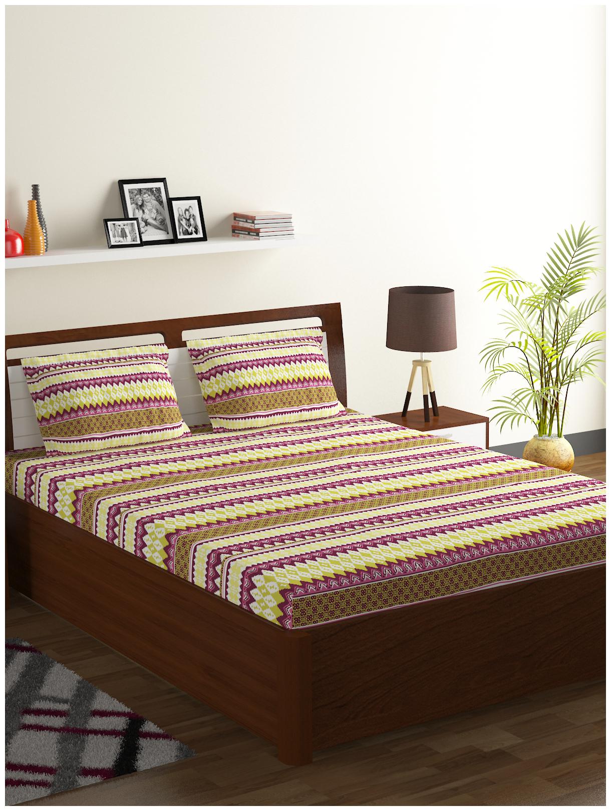 

Bombay Dyeing Cotton Abstract Double Size Bedsheet 120 TC ( 1 Bedsheet With 2 Pillow Covers Multi )