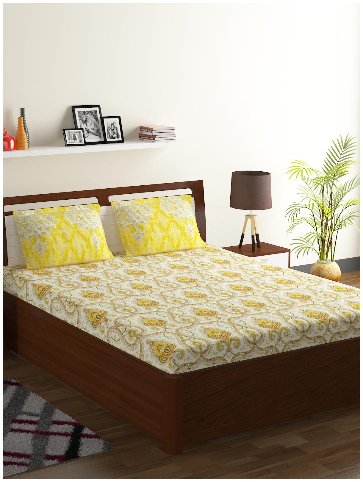 

Bombay Dyeing Cotton Abstract Double Size Bedsheet 104 TC ( 1 Bedsheet With 2 Pillow Covers Multi )