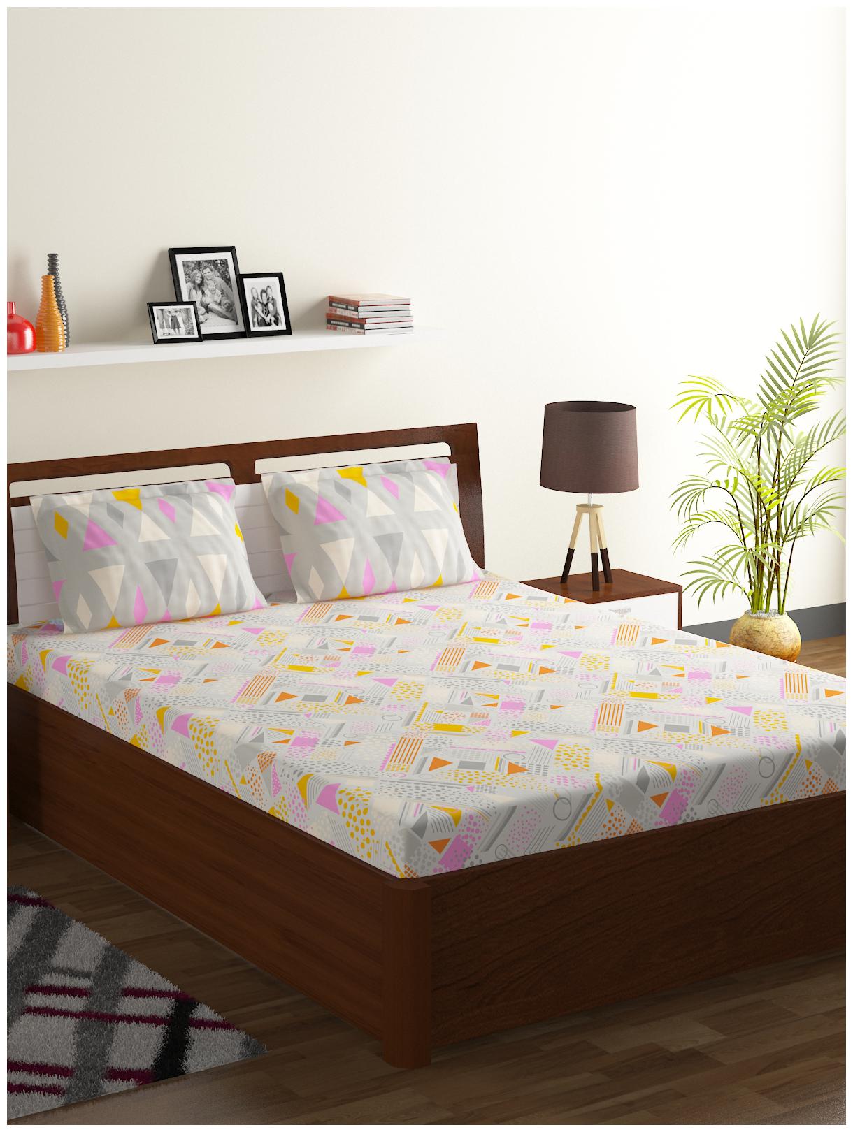 

Bombay Dyeing Cotton Abstract Double Size Bedsheet 104 TC ( 1 Bedsheet With 2 Pillow Covers Multi )