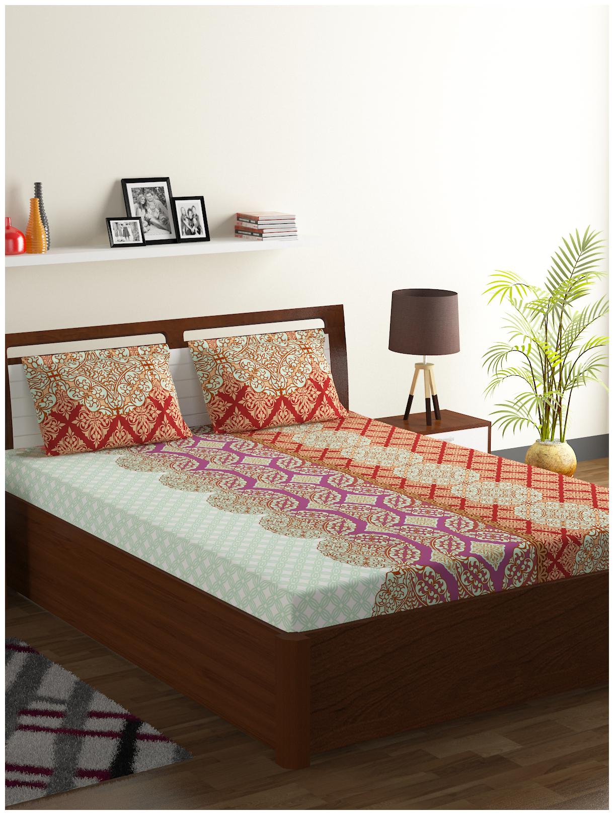 

Bombay Dyeing Cotton Abstract Double Size Bedsheet 104 TC ( 1 Bedsheet With 2 Pillow Covers Multi )