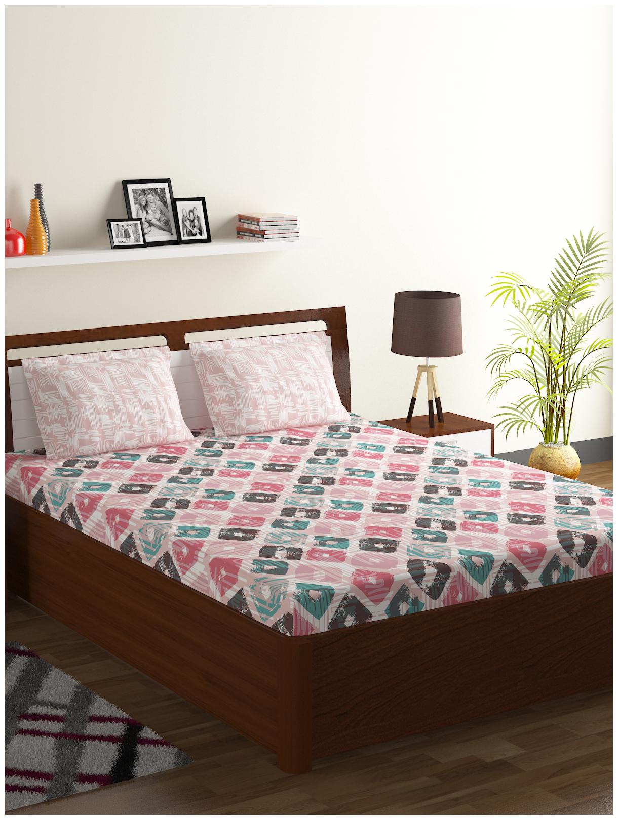 

Bombay Dyeing Cotton Abstract Double Size Bedsheet 104 TC ( 1 Bedsheet With 2 Pillow Covers Multi )
