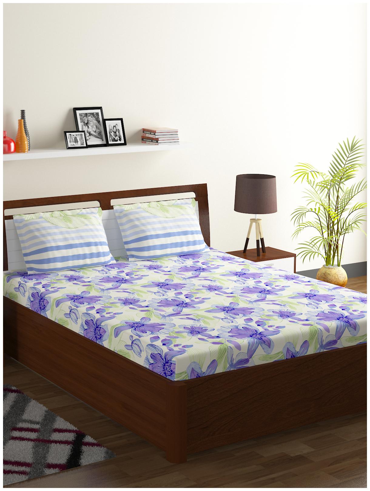 

Bombay Dyeing Cotton Floral Double Size Bedsheet 104 TC ( 1 Bedsheet With 2 Pillow Covers Multi )