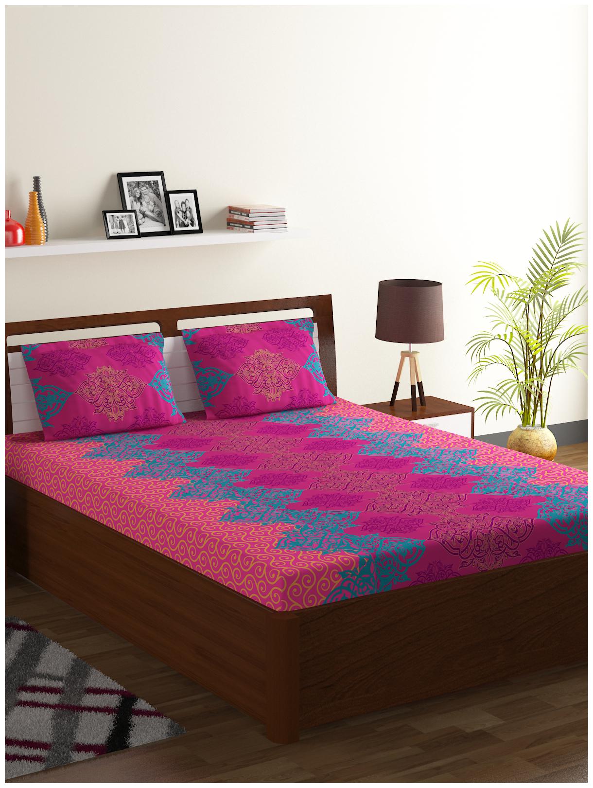 

Bombay Dyeing Cotton Abstract Double Size Bedsheet 104 TC ( 1 Bedsheet With 2 Pillow Covers Multi )