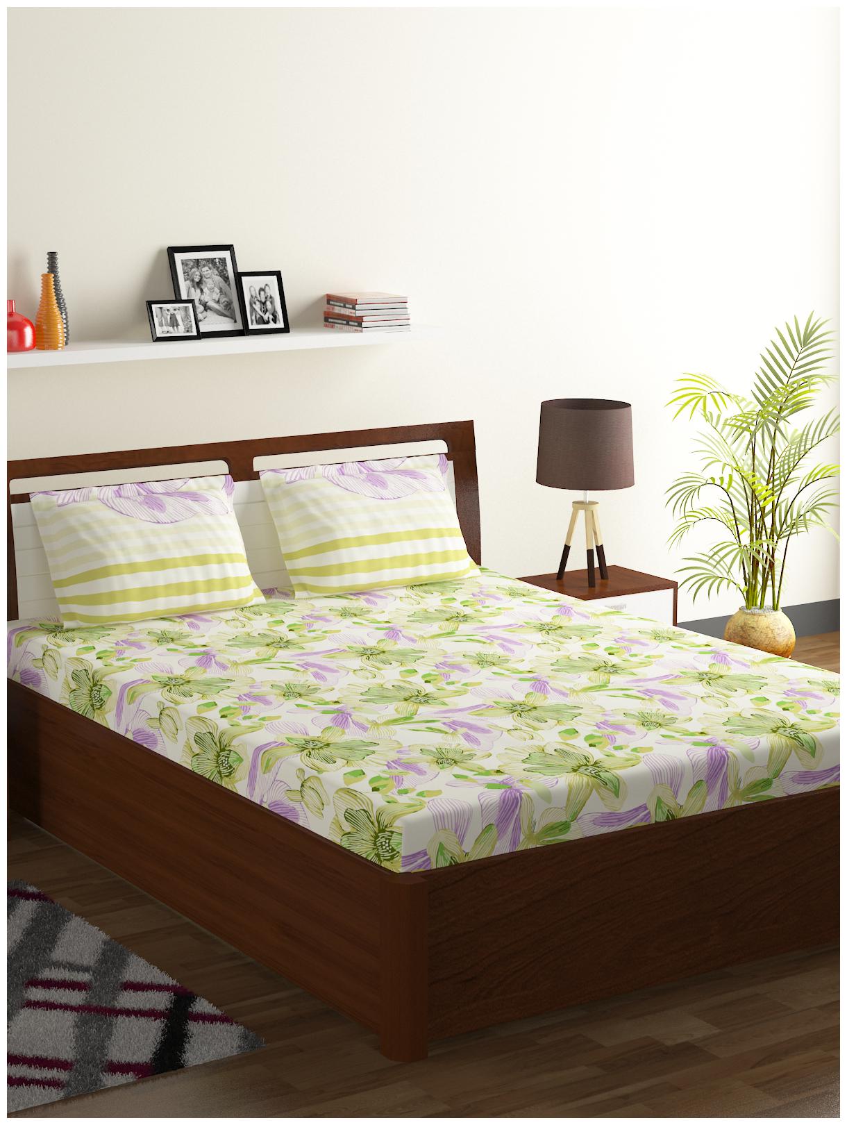 

Bombay Dyeing Cotton Floral Double Size Bedsheet 104 TC ( 1 Bedsheet With 2 Pillow Covers Multi )