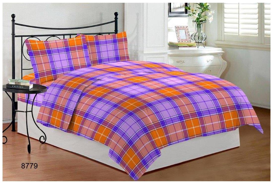 

Bombay Dyeing Microfiber Checkered Double Size Bedsheet ( 1 Bedsheet With 2 Pillow Covers Purple )