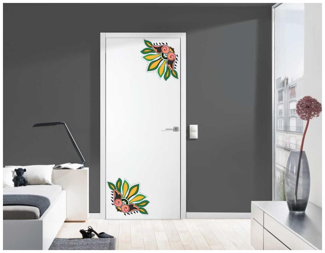 

Rawpockets Wall Stickers Border Decorative Green Flower Wall Sticker