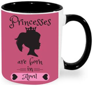 Born in April Princess Ceramic Coffee Mug by AshvahTM - MUG931-BLK
