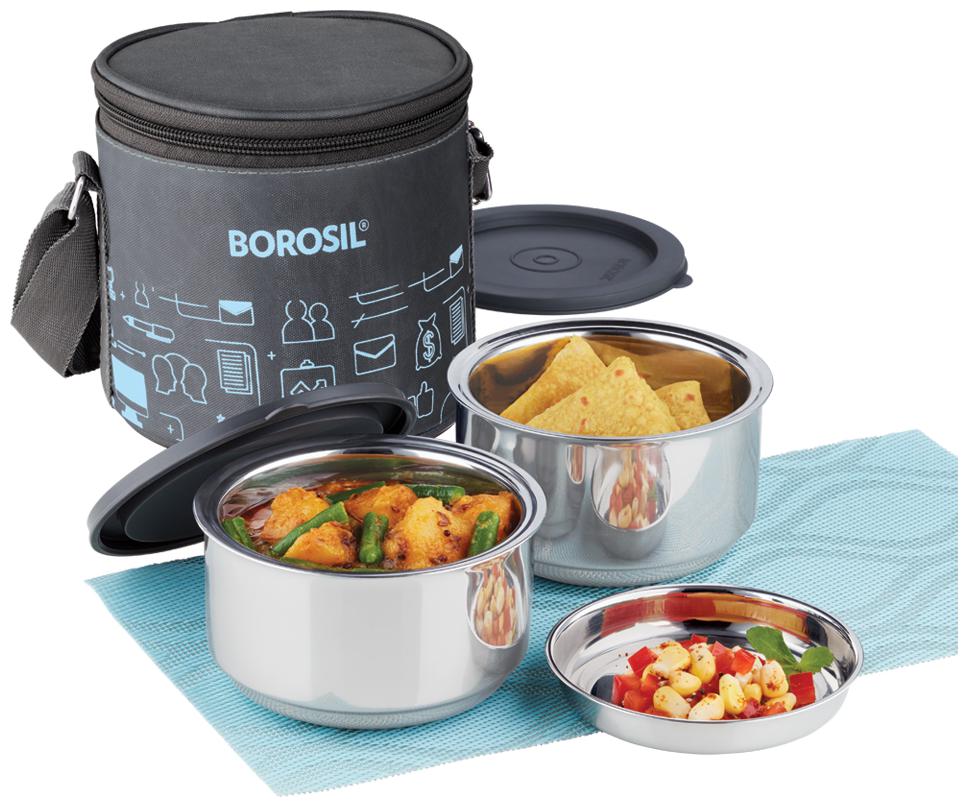 

Borosil Carry Fresh -Stainless Steel Insulated Lunch box 2 containers (280 ml x 2) Vertical