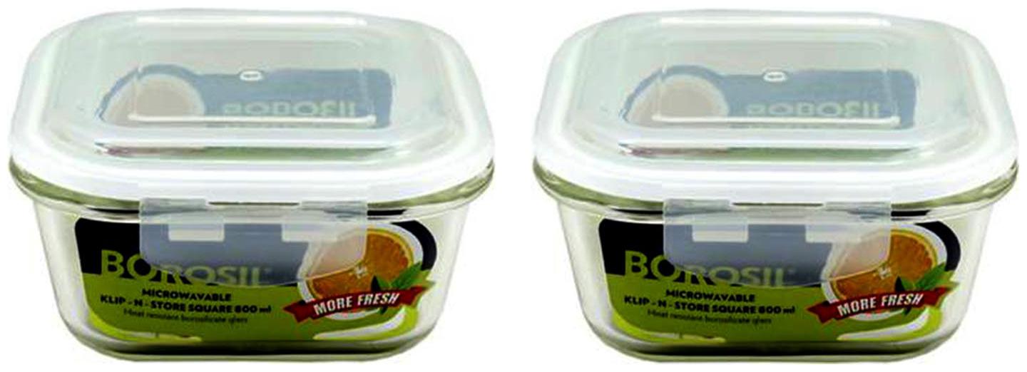 

Borosil Klip N Store Square 800 Ml Set of 2