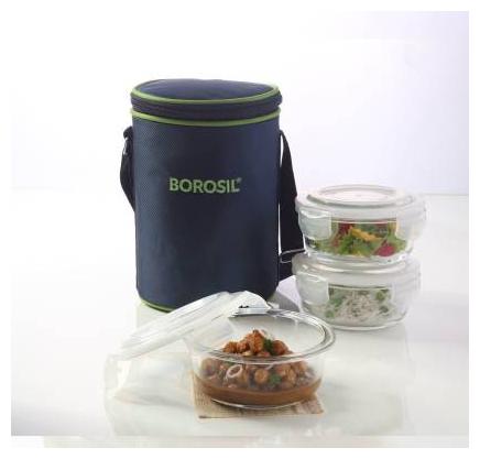 Borosil LUNCH BOX Microwavable Klip N Store Round 400 ml