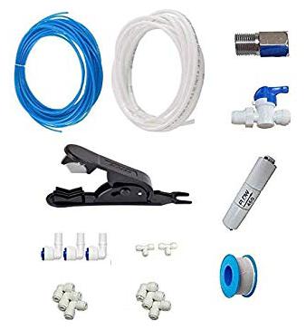 

BORYS Accessories Mix Elbow Kit Of Connector With Flow Restrictor 5 M Blue And 5 M White Pipes Pipe Cutter And Water Inlet For All Kind Of Ro Purifiers
