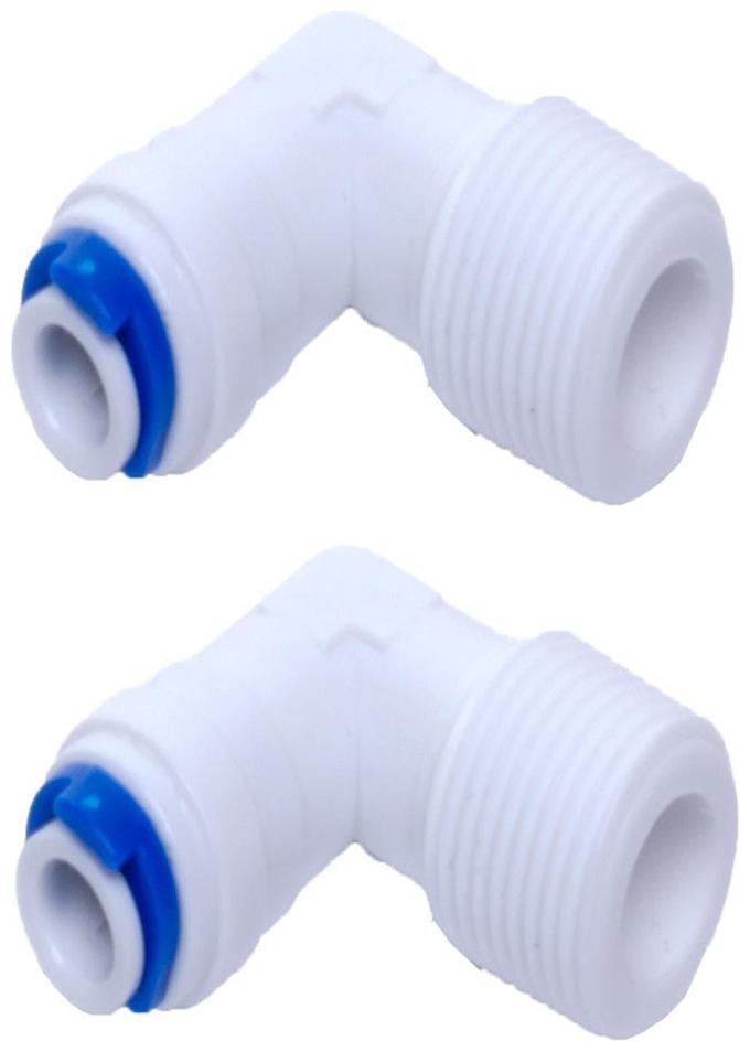 

BORYS 2pcs Plastic Ro Pump 1 4 Male Elbow Connector 1 4-3 8 Thread For Ro Water Filter Purifiers 1 4 Inch tube