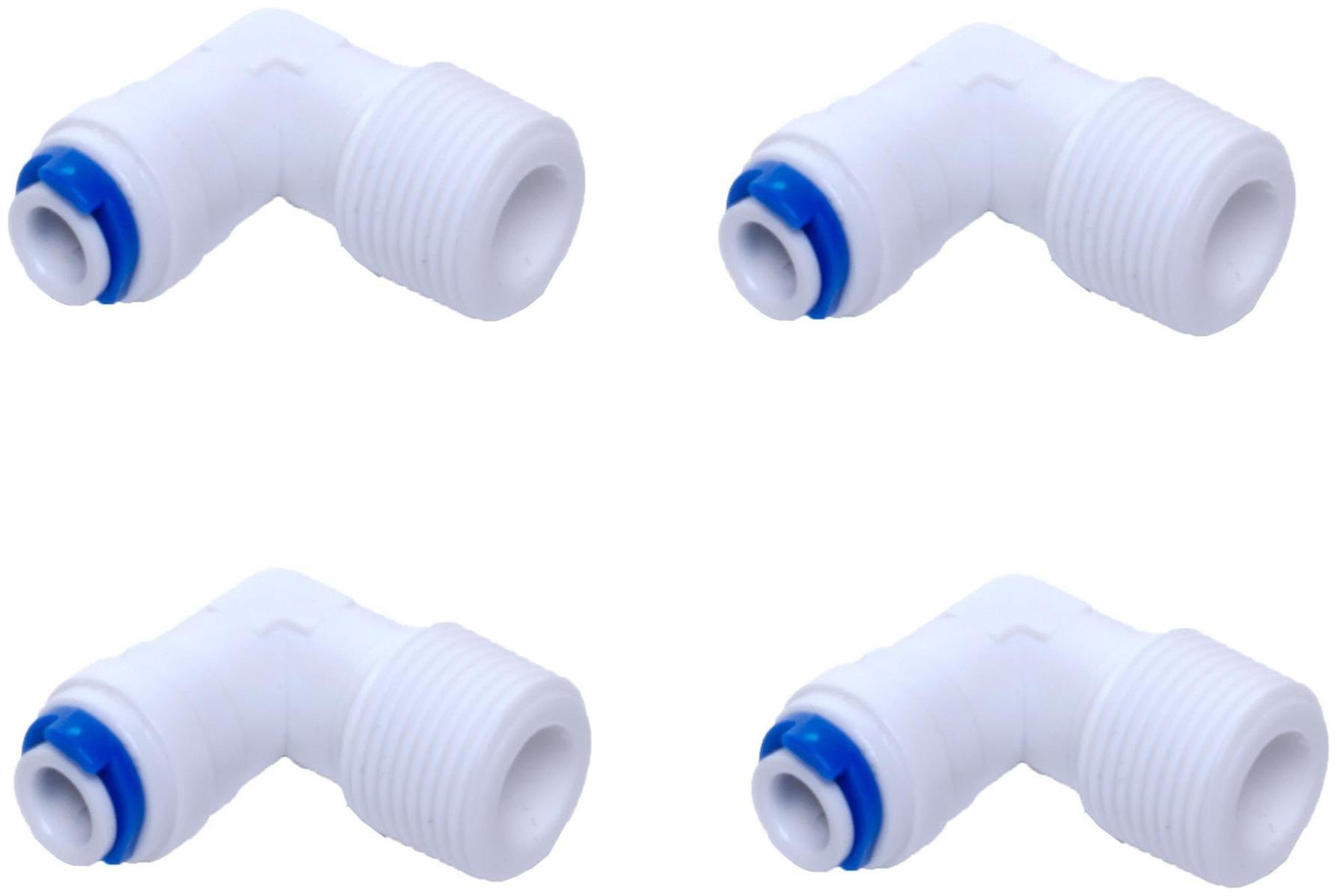 

BORYS 4pcs Plastic Ro Pump 1 4 Male Elbow Connector 1 4-3 8 Thread For Ro Water Filter Purifiers 1 4 Inch tube