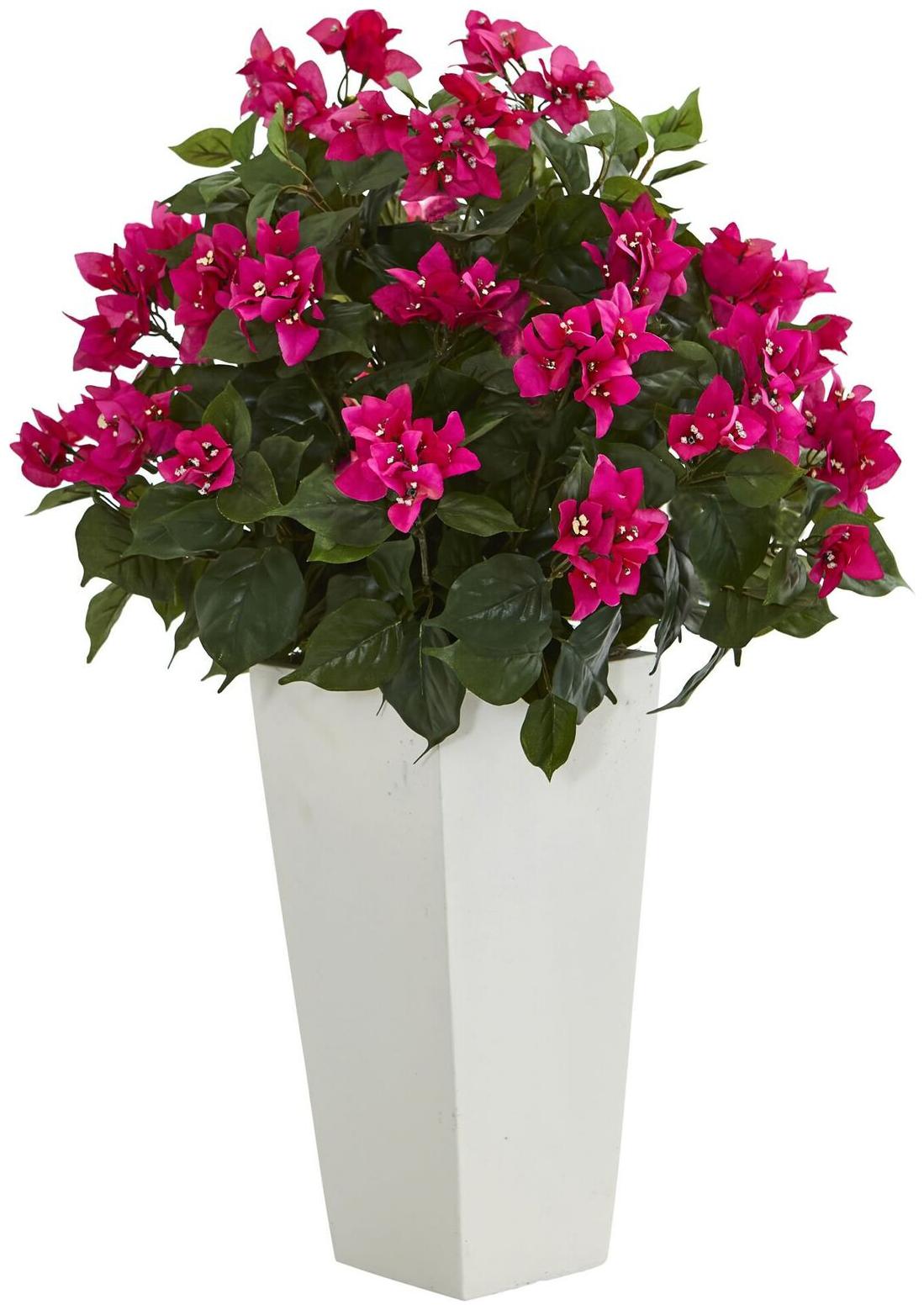 

Bougainvillea Artificial Plant in White Tower Planter