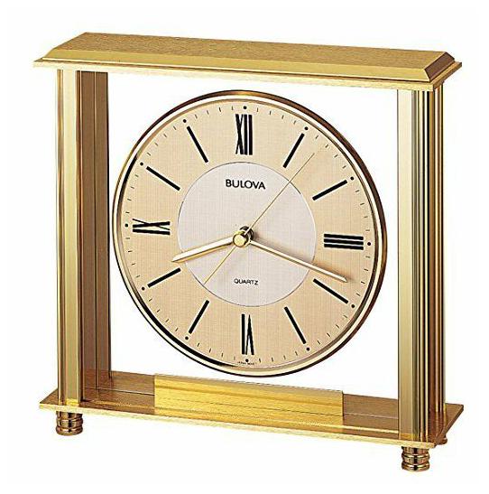 

BRAND NEW Bulova Two Tone Face Brass Tone Metal Case Clock B1700