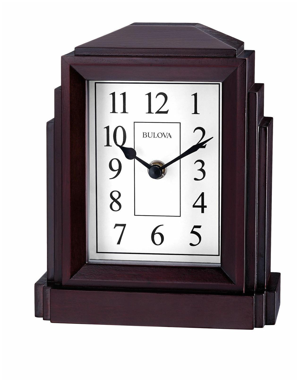 

BRAND NEW Bulova White Dial Oak Veneer Case Glass Lens Clock B6218