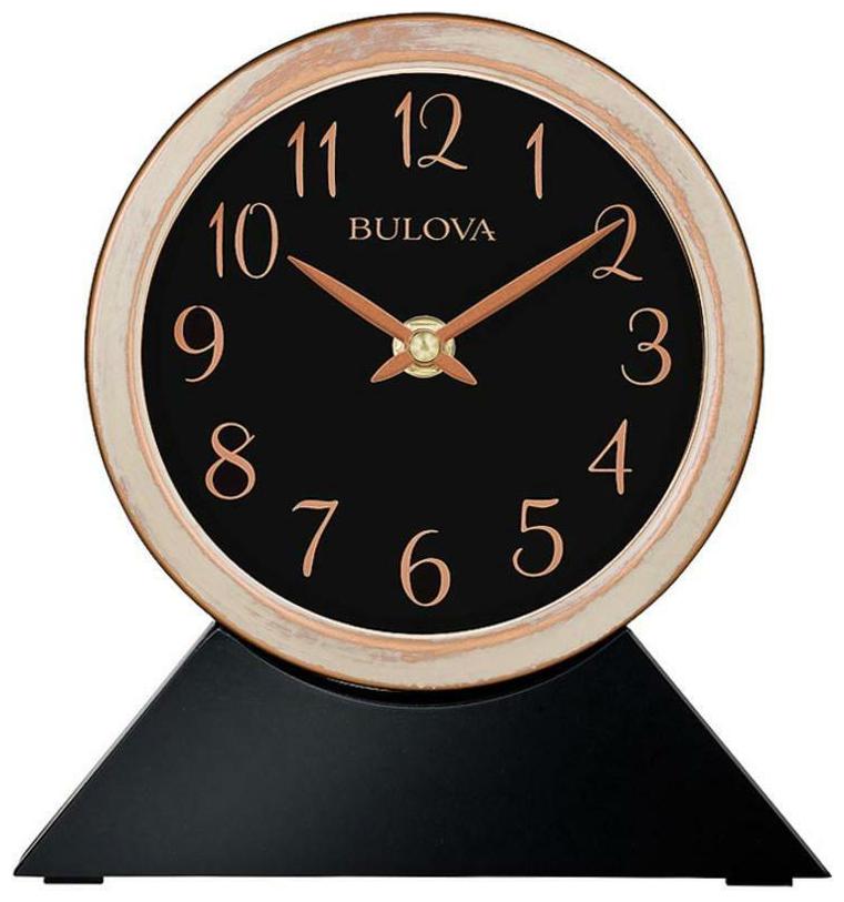 

BRAND NEW Bulova Wooden Base Metal Case Black Clock B5404