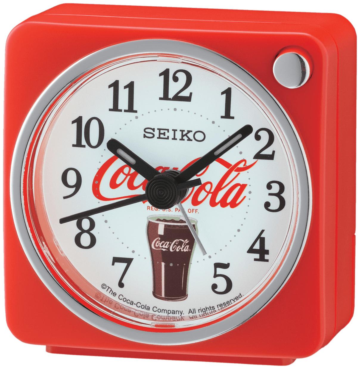 

BRAND NEW Seiko 2 Coca-Cola Silent Snooze Night Light Alarm Clock QHE905RLH