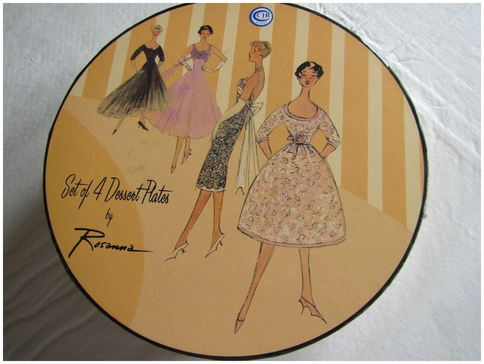 

BRAND NEW Vintage Look Dessert Plates By Rosanna Set of 4 Retro French Fashion