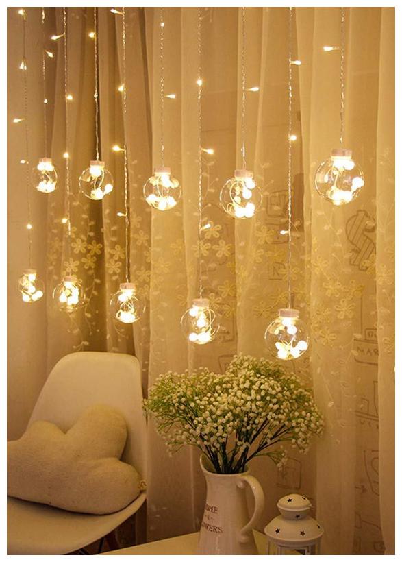 

Brand World 5 m Warm White LED Wish Ball 10 Wish Balls Window Curtain String Lights - Pack of 1