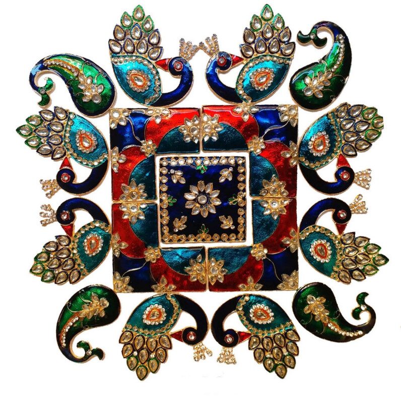 

Brand World Metal Rangoli Fancy and Traditional Decorative Diwali Navratri Rangoli Set (Multicolour)