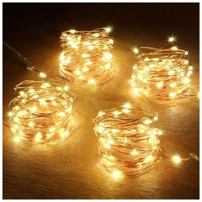 

Brand World 10 m Plug In Light -Wire Led String Lights For Bedroom Wedding Diwali Christmas Tree Decoration Lights Waterproof (Set Of 4) Yellow Light