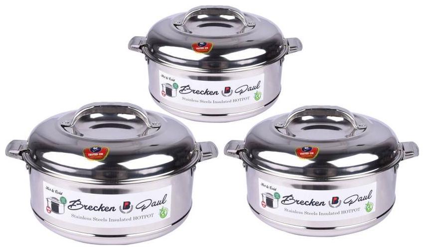 

Brecken paul stainless steel casserole pack of 3 (1000ml 2000ml 3000ml)