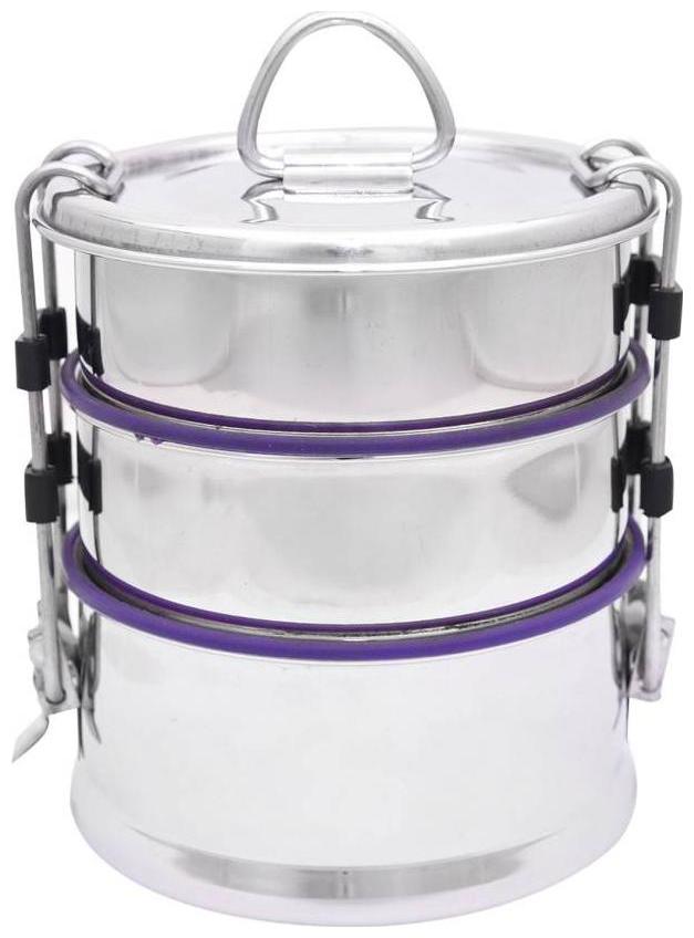 

Brecken Paul Silver Lunch box ( Set of 1 1100 ml )