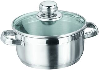 Vinod Cookware 1 L With Lid Sauce Pot Induction Bottom ( Stainless Steel , Set of 1 )