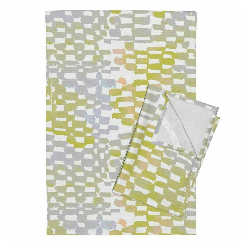 

Bricks Viv Giverny Ice Cream Stucco Linen Cotton Tea Towels by Roostery Set of 2