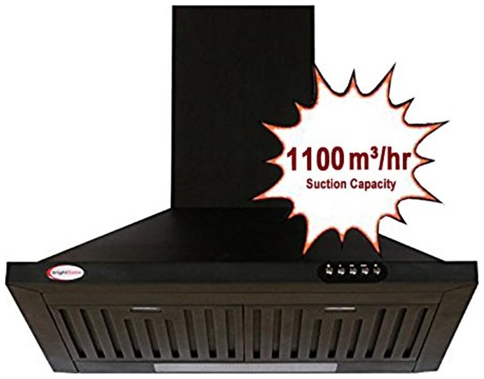 

Bright Flame Wall Mounted 60 cm 1100 m3 h Black Chimney