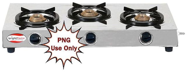 Bright Flame surya 3 Burner Regular Silver Gas Stove