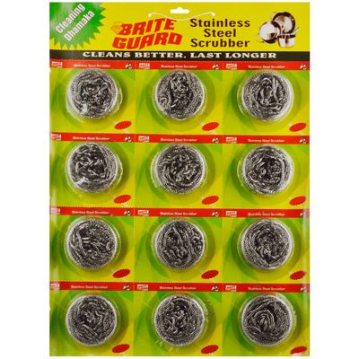 

Brite Guard Stainless Steel Multipurpose Scrubber 12 Gm (Grey 12-Piece)